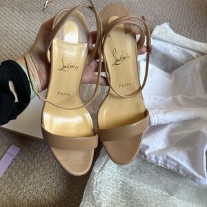 Christian Louboutin Tan Heels with Signature Red Sole